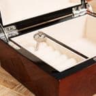 Stratton of Mayfair luxury high gloss cherry wood jewellery chest