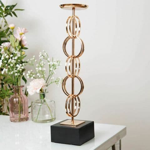 Gold Finish Metal Art Deco Style Luxury Candle Holder