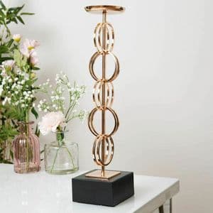 Gold Finish Metal Art Deco Style Luxury Candle Holder