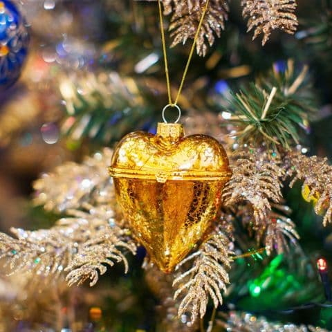 Gold Glass Opening Trinket Bauble Christmas Tree Ornament