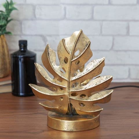 Gold Metal Monstera Leaf Lamp
