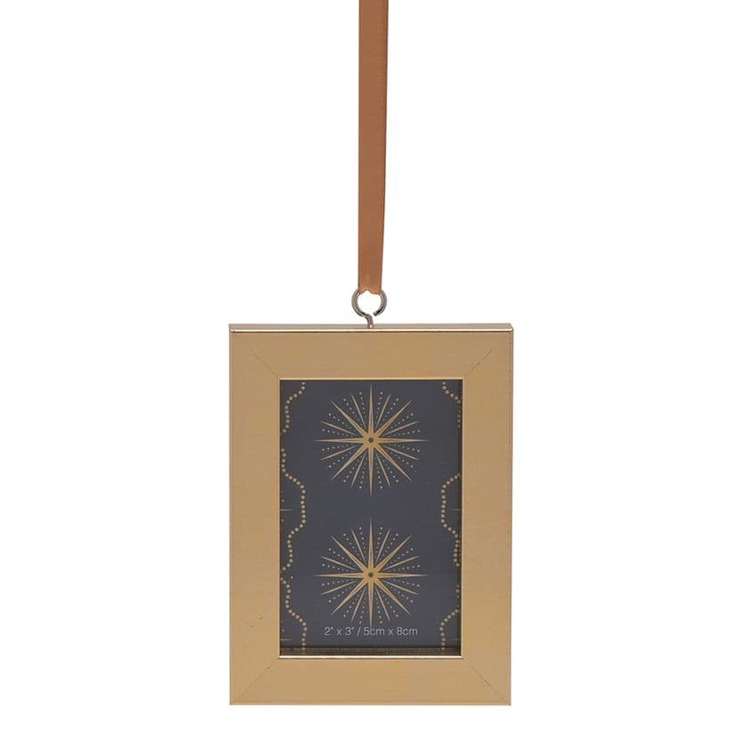 Gold Mini Photo Frame Christmas Tree Decoration Gift 5cm x 8cm stocking filler and secret santa gift idea