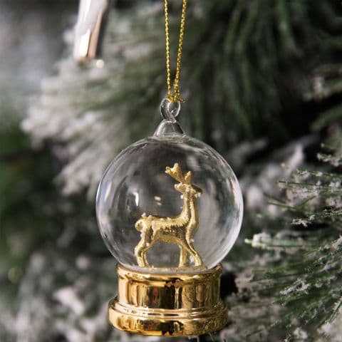 Gold Reindeer Christmas Tree Bauble Decoration Crystal Glass Ball Tree Ornament