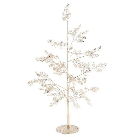 Gold Shimmer Christmas Tree Ornament – 48cm Glitter Leaf Decoration