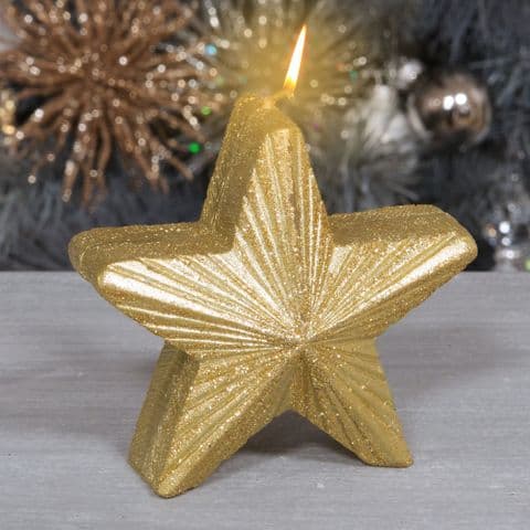 Gold Star Candle Christmas Decoration