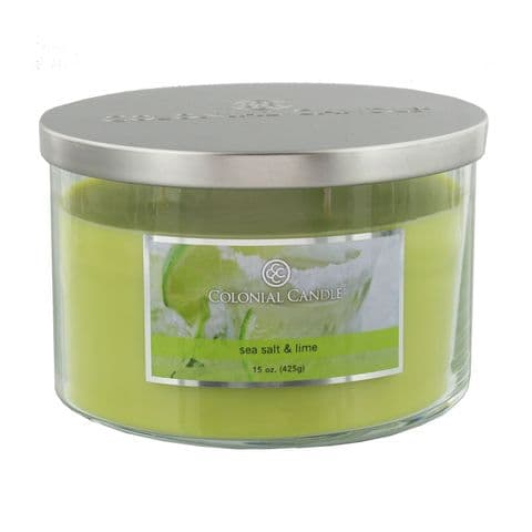Green Scented Candle Sea Salt & Lime Colonial Candle