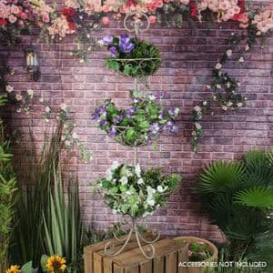 Grey Metal Decorative Plant Stand - French Country Style 3 tier planter