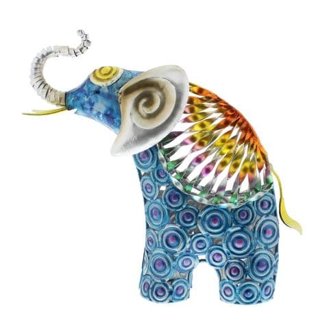 Hand Painted Metal Standing Elephant ornament figurine colour pop home decor