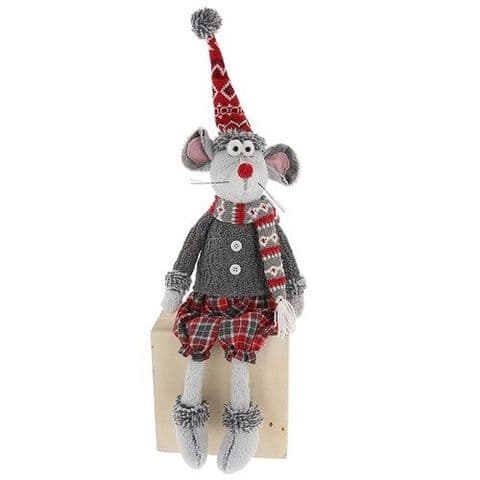 Handmade Nordic Mr Mouse shelf Sitting Ornament Christmas Decoration 60cm