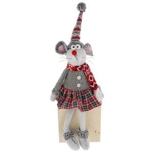 Handmade Nordic Mrs Mouse shelf Sitting Ornament Christmas Decoration 60cm