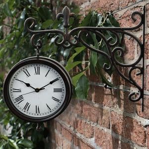 Hanging Station Clock On Wall Mounted Bracket Suitable for Home and Garden