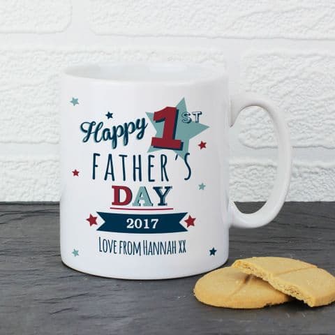 Happy 1st Fathers Day Gift - Personalised Mug Any Name Any Message for Daddy