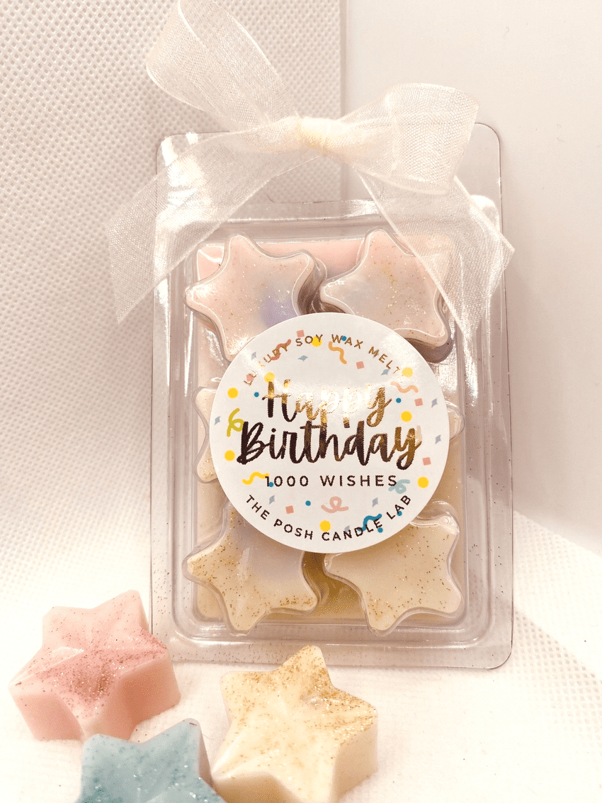 Happy Birthday Luxury Wax Melts Stars - Handmade in the UK - Vegan friendly cruelty free - Soy wax melts