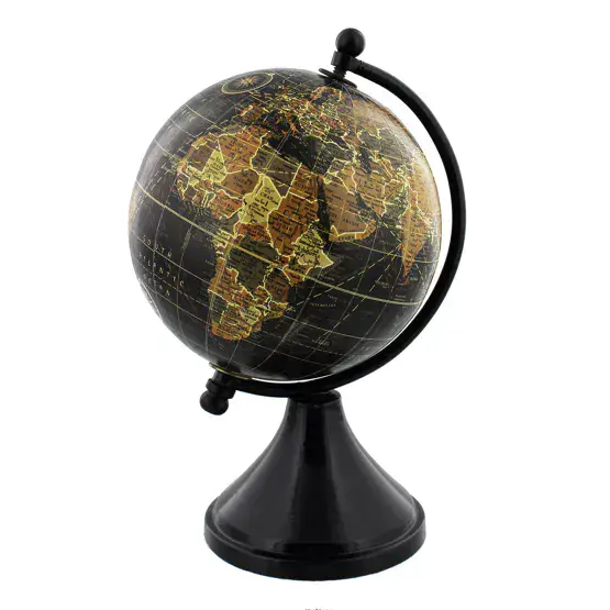 Mini black Traditional Globe On Wooden Base - Home and Office Desk Accessory and Gift
