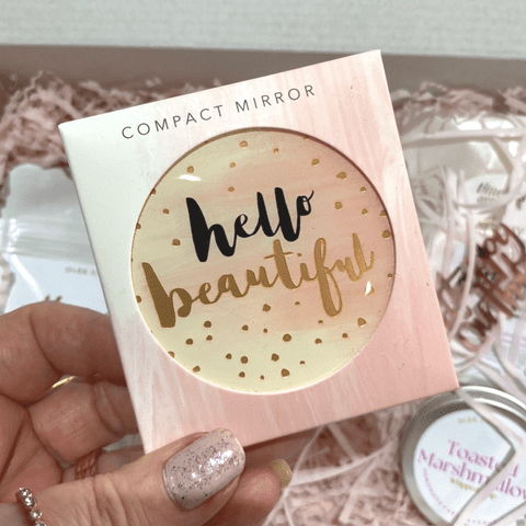 Hello Beautiful Rose Gold Compact Mirror
