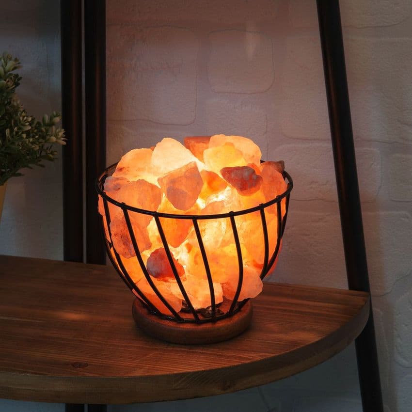 Himalayan Rock Salt Lamp - Coal Fire effect basket lamp