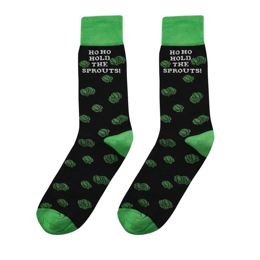 Ho Ho Hold The Sprouts Mens Christmas Socks Gifts - Novelty funny Christmas socks