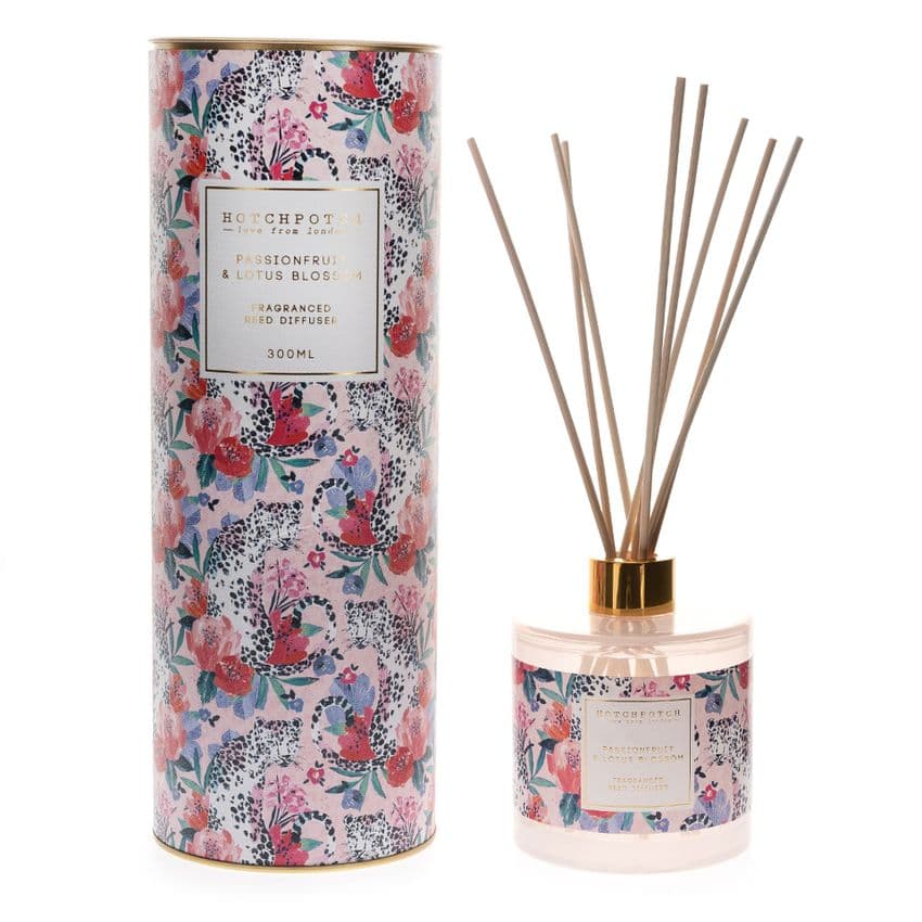 Hotch Potch Luxury leopard design Reed diffuser Sophia Gifts. Beautiful luxury home fragrance gift.