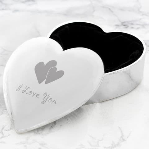 I Love You Silver Heart Shaped Trinket Box Jewellery box gift
