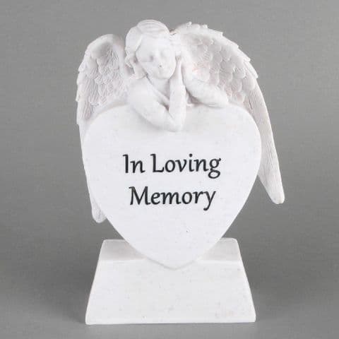 In Loving Memory Angel Heart Memorial Stone Grave Garden Ornament