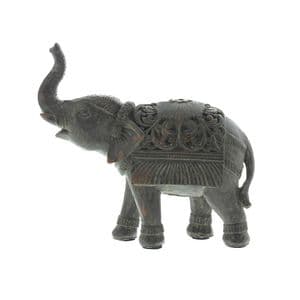Indian Elephant Ornament - Small Hand Painted Elephant sculpture with trunk up