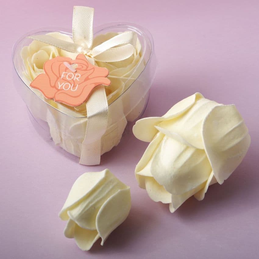 Ivory Rose Shaped Soap Flower Table Gift Favor. A wonderful treat for your guests at a special event