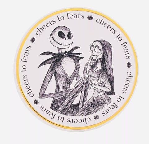 Jack & Sally Ceramic Coaster – “Cheers to Fears” | Nightmare Before Christmas Disney Gift