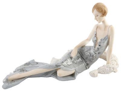 JULIANA BLENHEIM LADIES - ART DECO FIGURINE - SPARKLING SILVER - SITTING LADY 59544