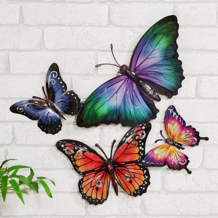 Kaleidoscope Butterfly Metal Wall Art Ornament For Home & Garden