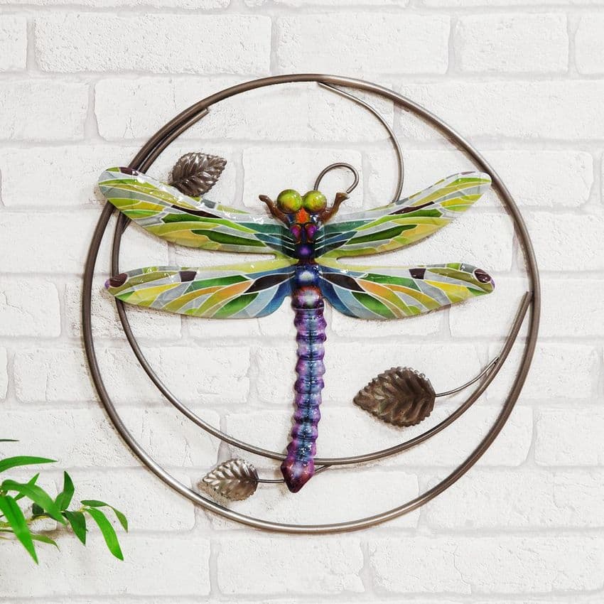 Kaleidoscope Dragonfly Metal Wall Art Ornament Sculpture For Home & Garden. Handmade metal sculpture for the walls of the conservatory, garden and home.