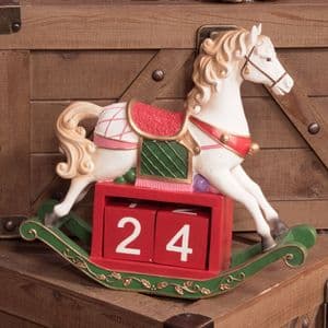 Large Christmas Rocking Horse Hand Painted Victorian Countdown To Christmas Traditional Decoration