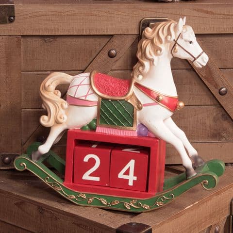 Large Christmas Rocking Horse Hand Painted Victorian Countdown To Christmas Traditional Decoration