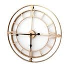 Large Contemporary Luxury Gold Skeleton Style Wall Clock With Mirror Edge 60cm