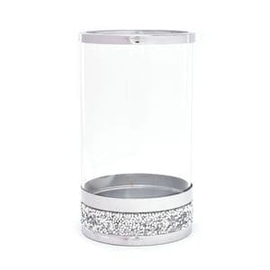 Large Glass Hurricane Candle Holder With Diamante Base 12.5cm