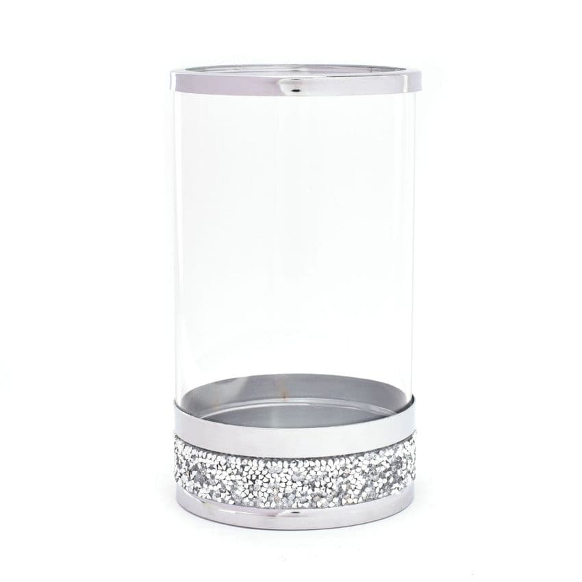 Luxury Glass Hurricane Candle Holder With Diamante Base 12.5cm Christmas table centre peice