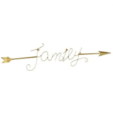 Large Gold Finish Scripted Word 'Family' Wall Art Sculpture Home Decoration 76cm