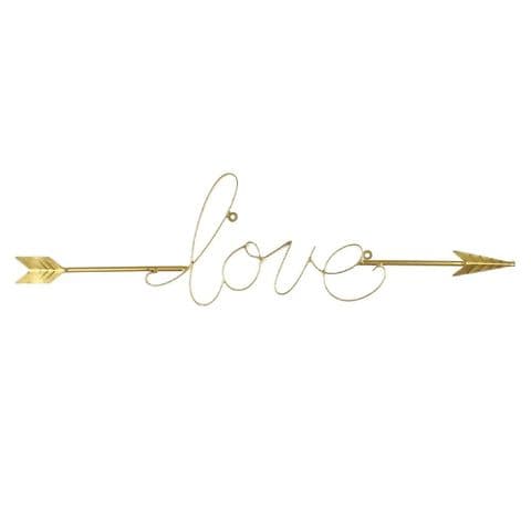 Large Gold Finish Scripted Word 'Love' Wall Art Sculpture Home Decoration Love
