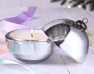 Large Silver Silent Night Fragrance Christmas Bauble Candle 180g
