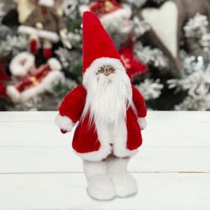 Large Standing Santa Clause in Red and White Fur Christmas Onament Home Decor