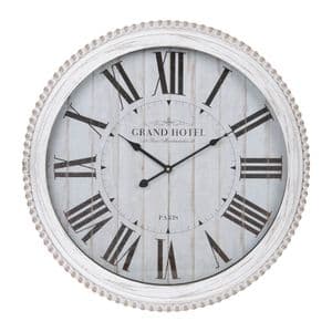 Large White Wooden Wall Clock - French Country Grand Hotel Paris Distressed Wall Clock 60cm