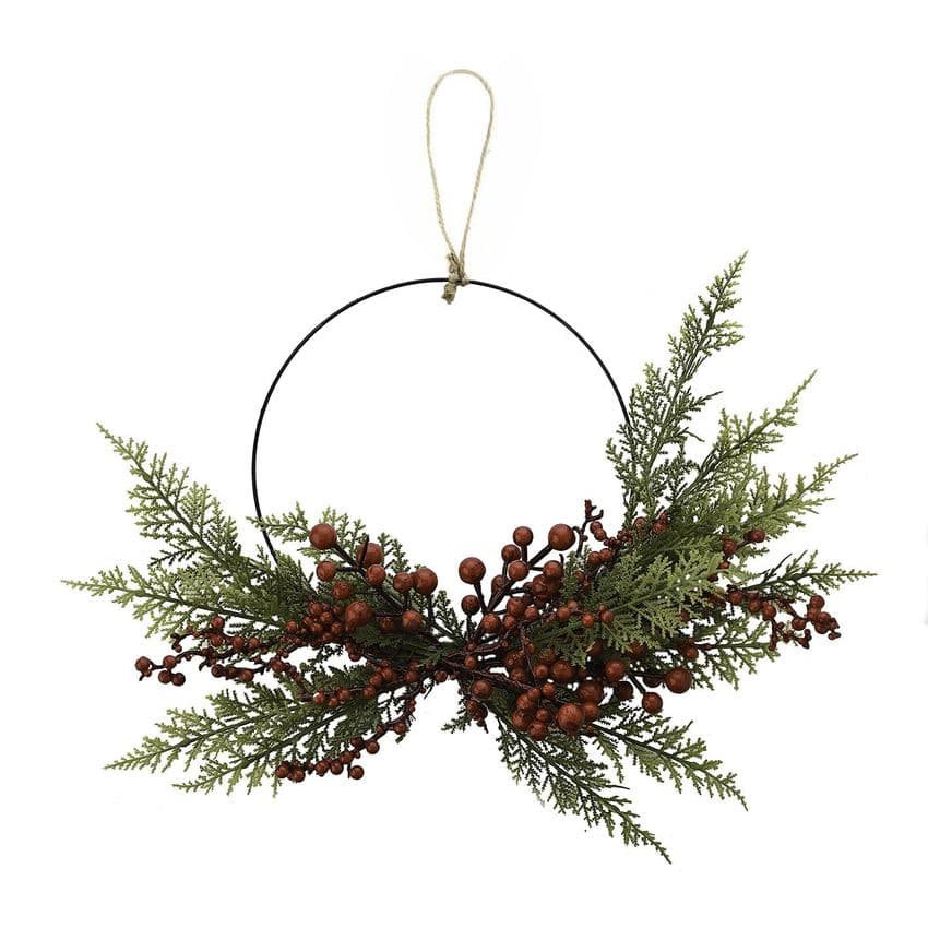 Large Winter Berries Contemporary Christmas Wreath 45cm rustic natural decoration