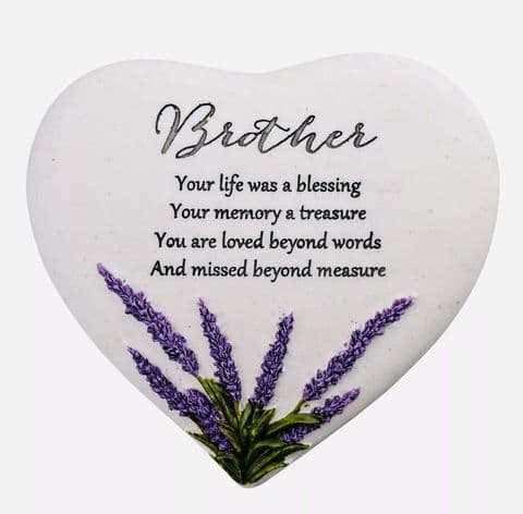 Lavender Heart Memorial Stone - Brother