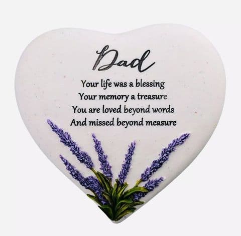 Lavender Heart Memorial Stone - Dad
