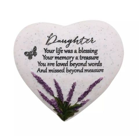 Lavender Heart Memorial Stone - Daughter