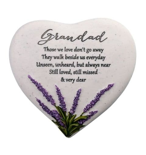 Lavender Heart Memorial Stone - Grandad