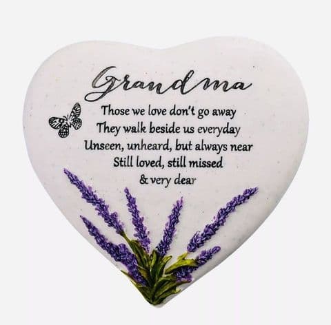 Lavender Heart Memorial Stone - Grandma