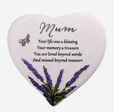 Lavender Heart Memorial Stone - Mum