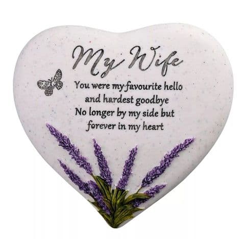 Lavender Heart Memorial Stone - My Wife