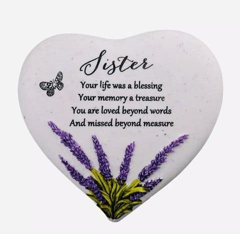 Lavender Heart Memorial Stone - Sister