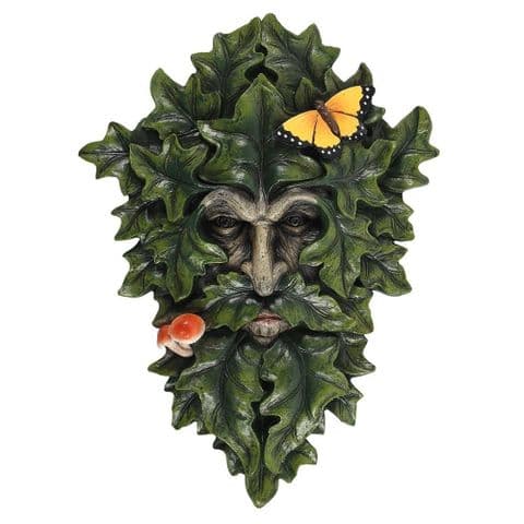 Leafy Green Man Garden Tree Fence and Wall Plaque - Man Of The Woods Plaque